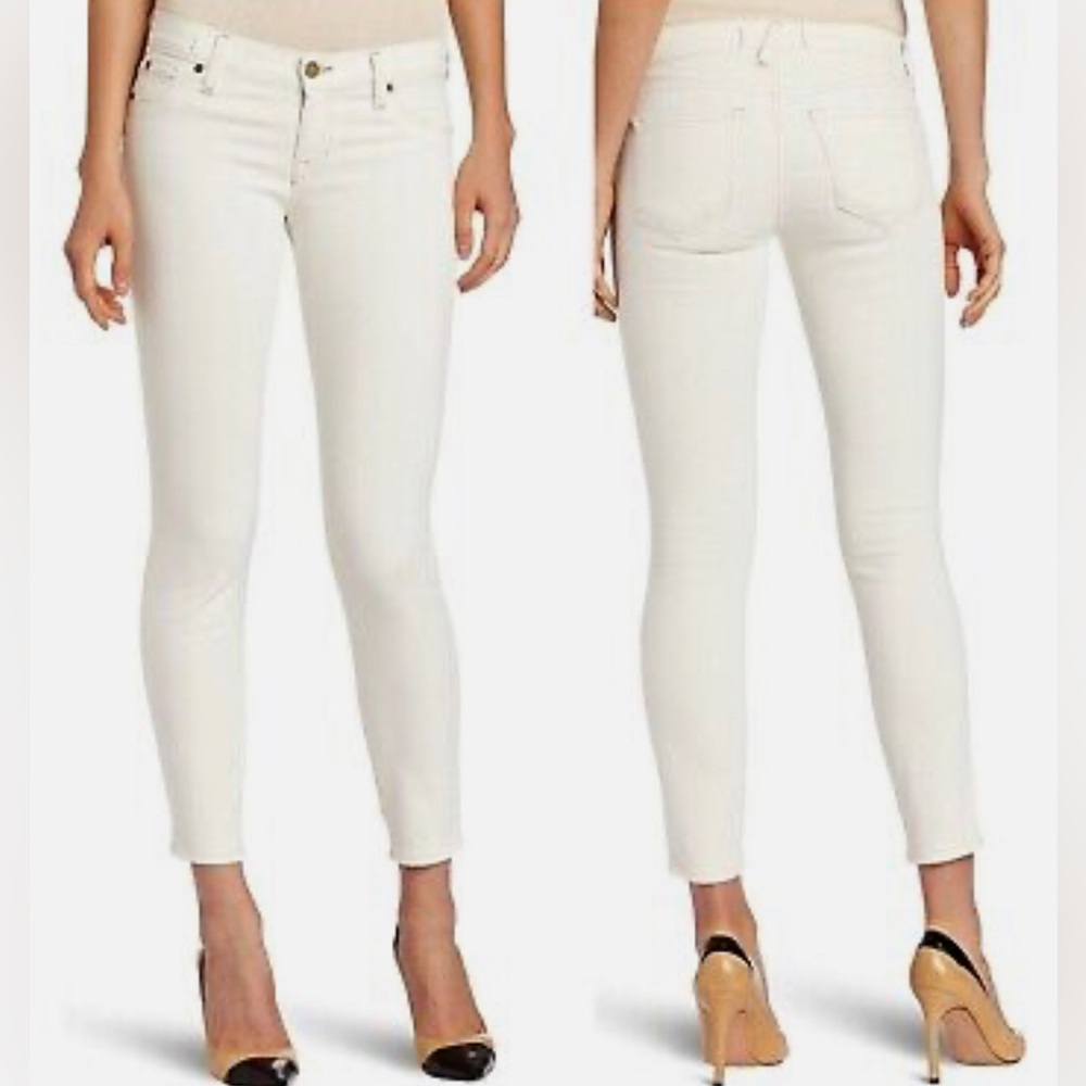 J Brand size 25 waist white skinny jeans w eyelet detail on back